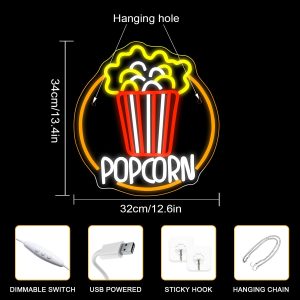 Panneau néon Popcorn – Image 3